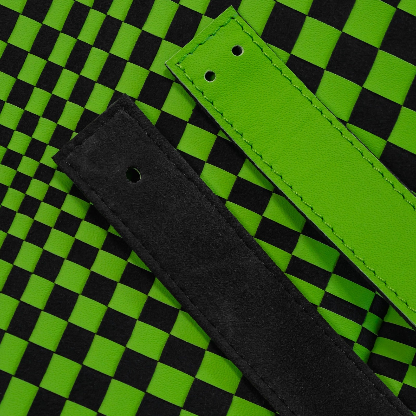 Porsche 992 black and green leather door pull strap material options