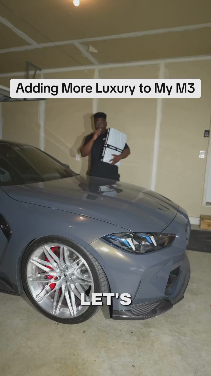 Load video: RAG's BMW G80 M3 with the CarbonXtreme KITH Merino armrest cover