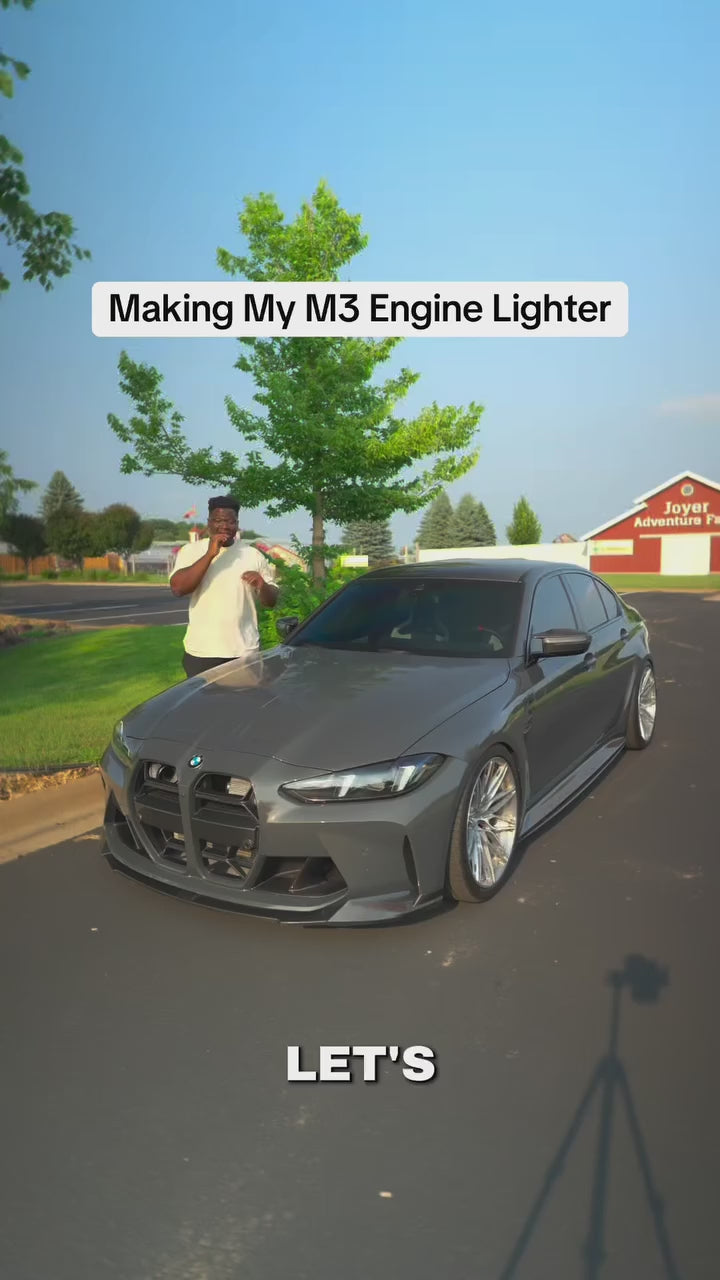 Load video: RAG's BMW G80 M3 with CarbonXtreme carbon fiber engine bay parts