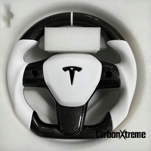 Tesla Carbon Fiber Steering Wheel White